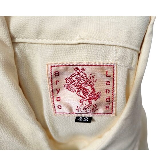 Bryceland’s Buttermilk Sawtooth Westerner Shirt Japan Made Rayon Western Snap - Picture 9 of 12